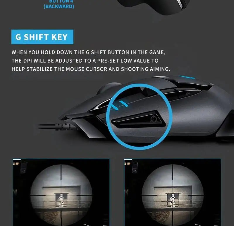 Logitech G402 kablet gamingmus 32-bit ARM-processor 8 knapper 500 IPS skridsikker til gaming- og arbejdssessioner hele dagen
