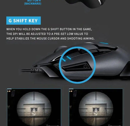 Logitech G402 kablet gamingmus 32-bit ARM-processor 8 knapper 500 IPS skridsikker til gaming- og arbejdssessioner hele dagen