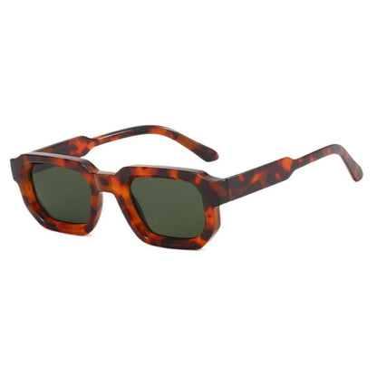 Ochelari de soare pătrați cu ramă mică, protecție UV, stil punk, pentru femei, cu imprimeu leopard, UV400, ochelari retro, pentru fotografie