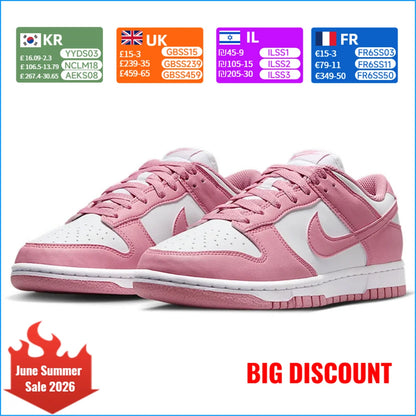 „NIKE Dunk Low Retro“ moteriški bateliai, rožiniai ir balti, žemi, retro stiliaus kasdieniai sportiniai bateliai, patvarūs sportiniai bateliai, riedlentininkų bateliai DD1873-112