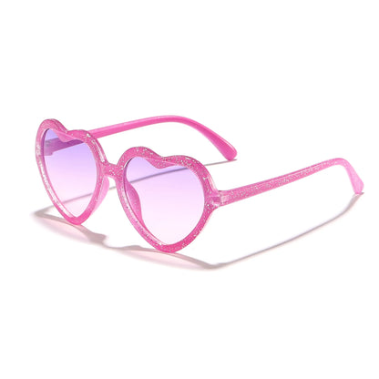 Ochelari de soare eleganți pentru copii, roz trandafiriu, cu inimioare, protecție UV400, ramă reglabilă, pentru băieți, fete, bebeluși și copii mici de 0-12 ani