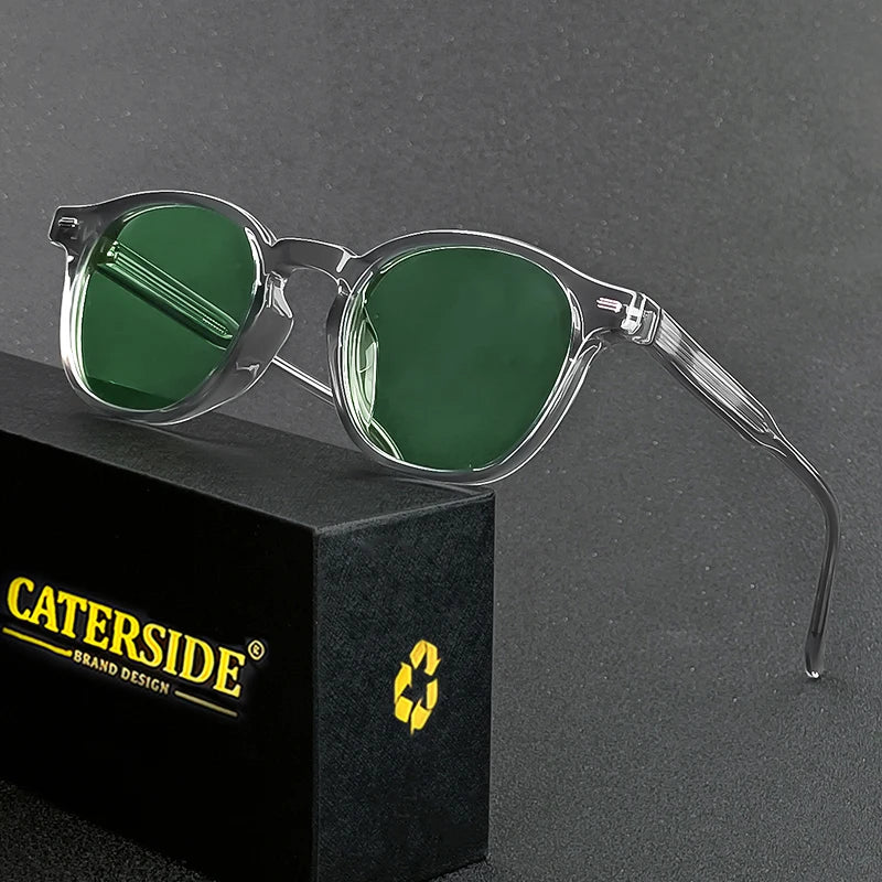 Ochelari de soare rotunzi polarizați Catside pentru bărbați, ramă TR, inserție centrală, brațe, set de ochelari de soare pentru femei, stil retro, pentru șofat, pescuit, punk, protecție UV400