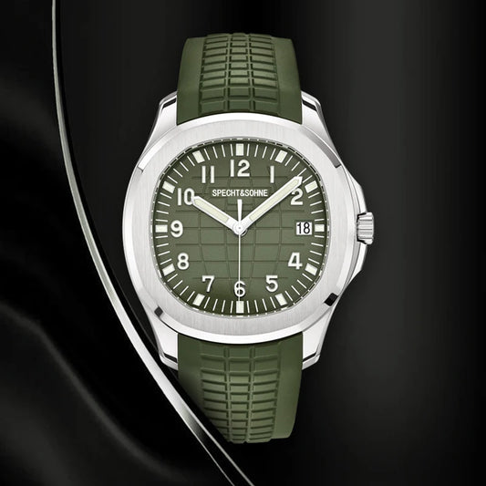 Specht&Sohne 2025 New Luxury Men Mechanical Wristwatch Miyota 8215 Stainless Steel Watch Green Rubber Sapphire Reloj Hombre