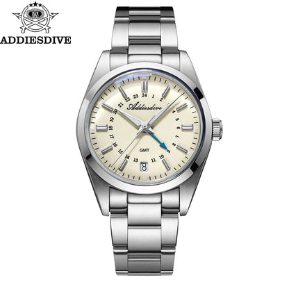 ADDIESDIVE Hot Brand 36mm Luxury GMT Watch Gift for Men 10Bar Waterproof BGW9 Super Luminous 316L Stainless Steel Quartz Watches