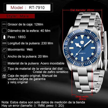 2026RollsTimi Men's Watches Men's Mechanical Watches Stainless Steel Waterproof Sports Automatic Watches Men's Gift Box Luminous