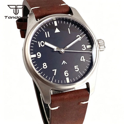 Tandorio 39mm Pilot Aviator Watch Sapphire Glass Luminous Automatic Japan NH35 or VH31 Quartz Movt 20BAR Diving Wristwatch