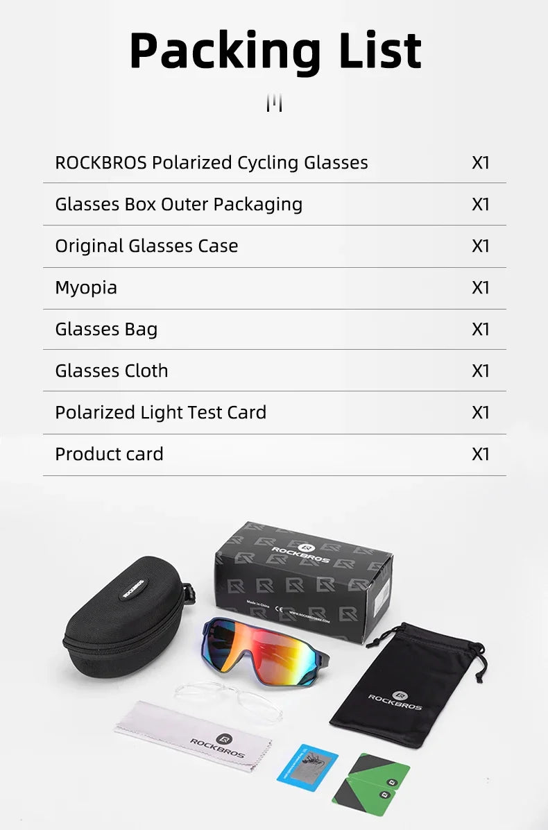 Ochelari de soare polarizați ROCKBROS, ochelari de protecție pentru sport, ochelari pentru bicicletă, drumeții în aer liber, camping, golf, ochelari de ciclism, UV400