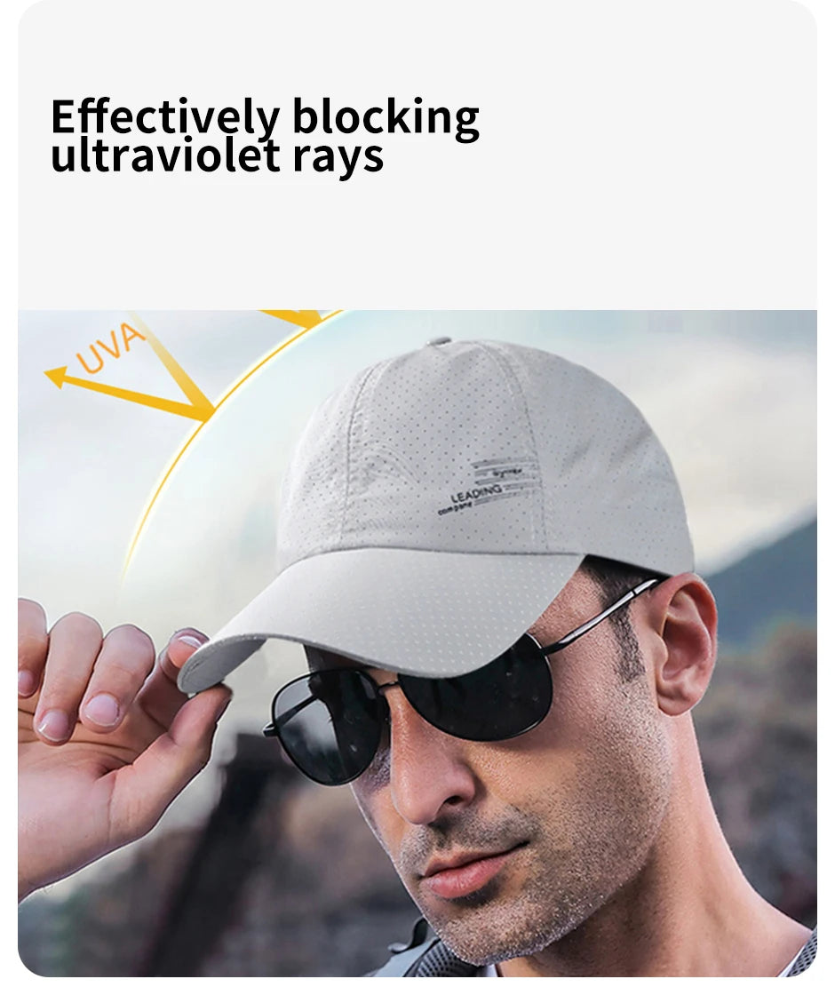 Quick Dry Baseball Cap Outdoor Sports Mesh Breathable Hat For Men Portable Hiking Fishing Sunbonnet Golf Adjustable Cap