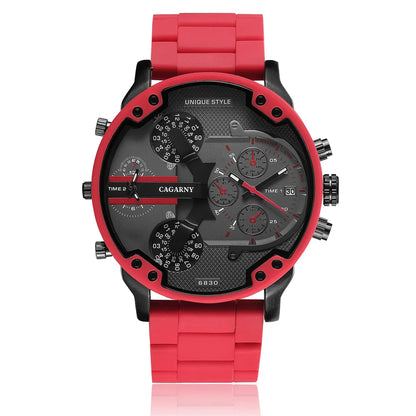 Mens Watches Top Brand Luxury Steel Band Dual Time Watch for Men Large Dial Quartz Wristwatches Relogio Masculino Drop Shipping