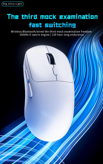 Bluetooth gaming miš, punjivi miš za gamere PAW3395, lagan ergonomski bežični miš za esport