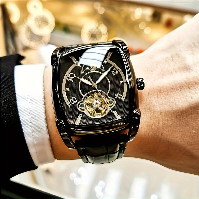 [Luksuzni mehanički sat s tourbillonom] Lagani luksuzni mehanički sat s tourbillonom za muškarce – vrhunski, potpuno automatski model u trendi 'skelet' stilu, idealan za poslovnu odjeću o