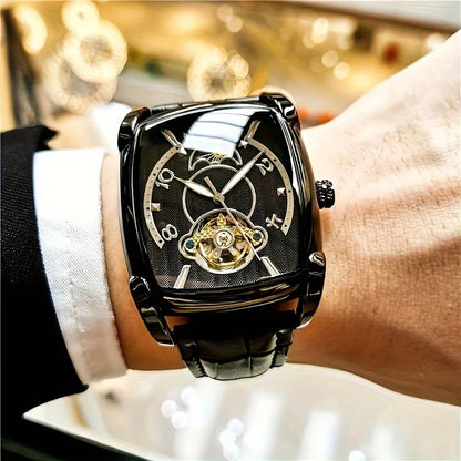 [Luksuzni mehanički sat s tourbillonom] Lagani luksuzni mehanički sat s tourbillonom za muškarce – vrhunski, potpuno automatski model u trendi 'skelet' stilu, idealan za poslovnu odjeću o