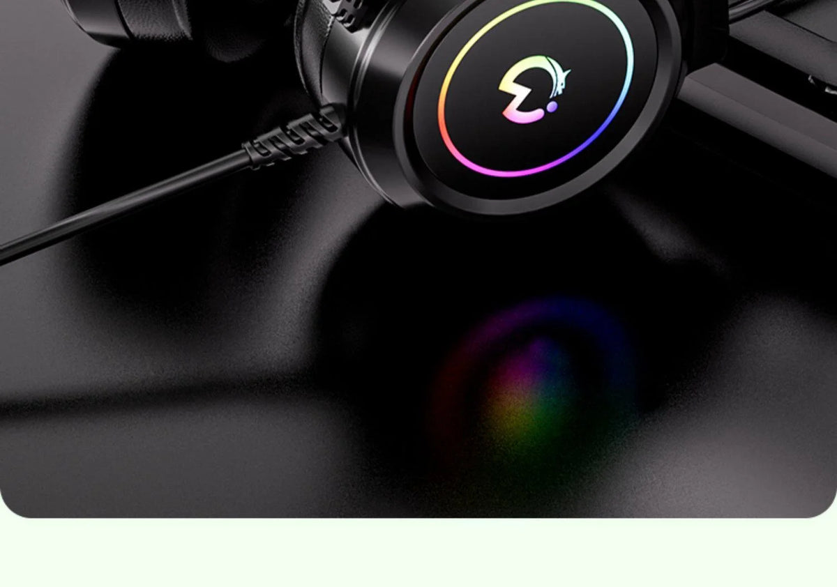 Casque de jeu filaire Paw Hunter T9 avec microphone et éclairage RGB, son surround virtuel 7.1, casque supra-auriculaire pour PC, ordinateur portable et jeux.