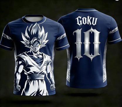 New Dragon Ball Z NO.10 Goku Anime Football Jersey 2026 Summer Plus Size Breathable Jersey Cosplay Short Sleeve T-shirt Y2k