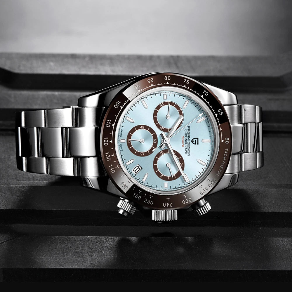 montre chronographe pour homme PAGANI DESIGN– Montre-bracelet à quartz de luxe, lumineuse et étanche.
