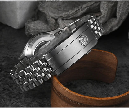 San Martin 39mm Miyota 90S5 Enamel Dial GADA Wristwatch Automatic Mechanical Sapphire BGW-X1 10Bar 5-Link Bracelet  SN0144CG-7