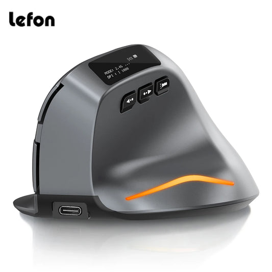 Lefon F26C Vertical Mouse, Wireless with OLED Screen, Bluetooth Ergonomic Mouse, Optical Rechargeable Gaming Mice for PC Laptop