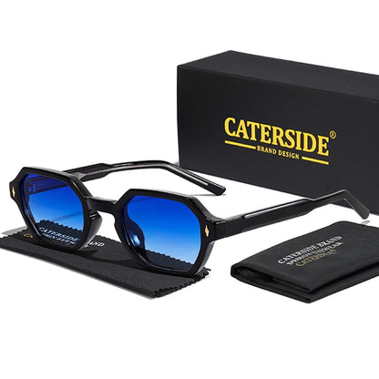 CATERDIDE Ochelari de soare retro poligonali pentru bărbați, cu design personalizat, ramă pătrată, ochelari de soare pentru femei, petreceri, călătorii și vacanțe