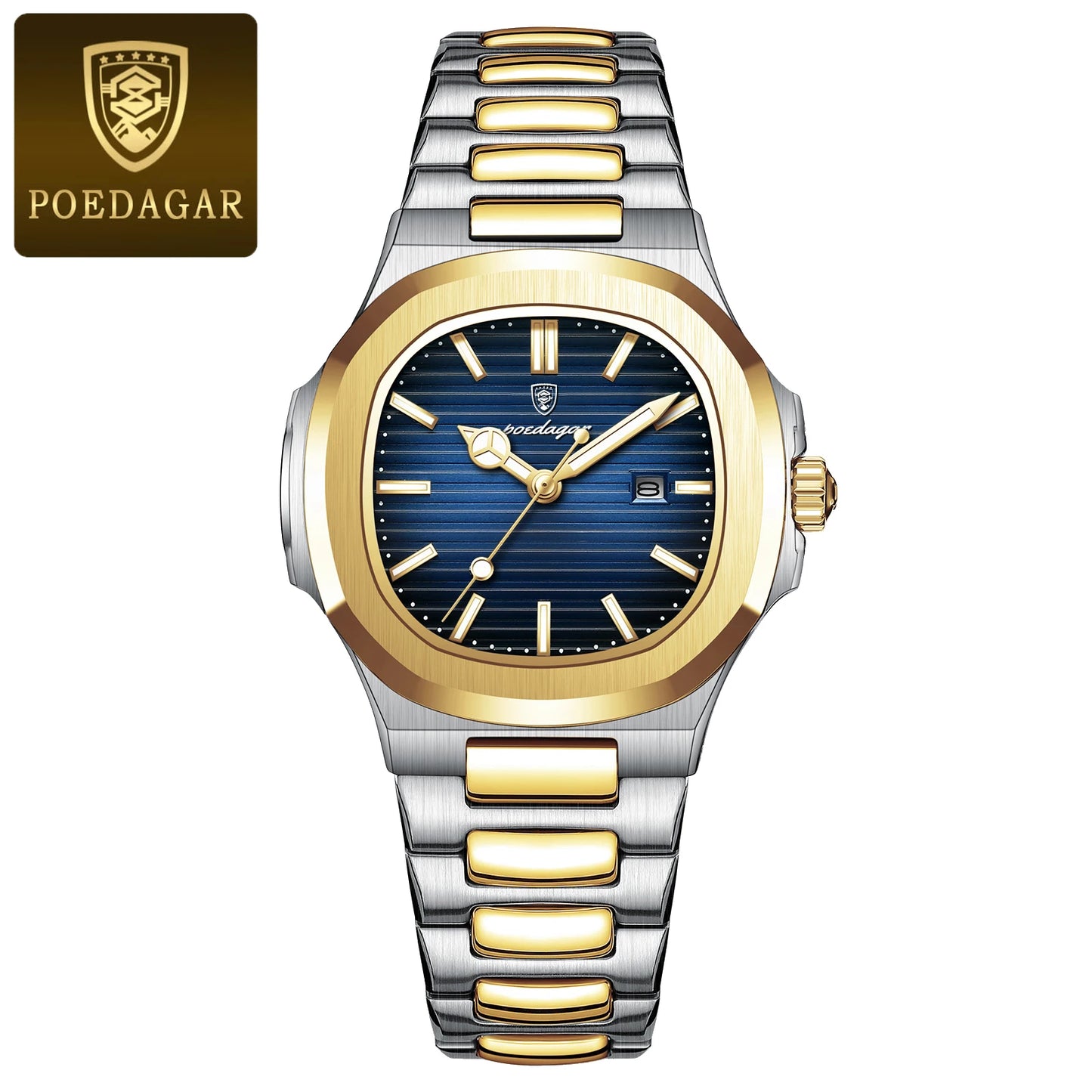 POEDAGAR Square Luxury Watch For Woman Waterproof Luminous Date Ladies Wristwatch Stainless Steel Fashion Quartz Women's Watches
