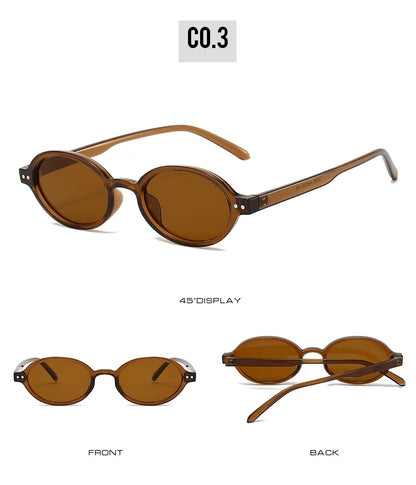 Ochelari de soare SO&EI Retro, mici, ovali, pentru femei, cu nituri, model leopard, pentru bărbați, stil punk, cu protecție UV400