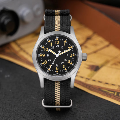 Militado ML05 Military Watch VH31 Sweep Movement Domed Sapphire Crystal Wristwatch High Clear AR Coating 38mm Vintage Watches