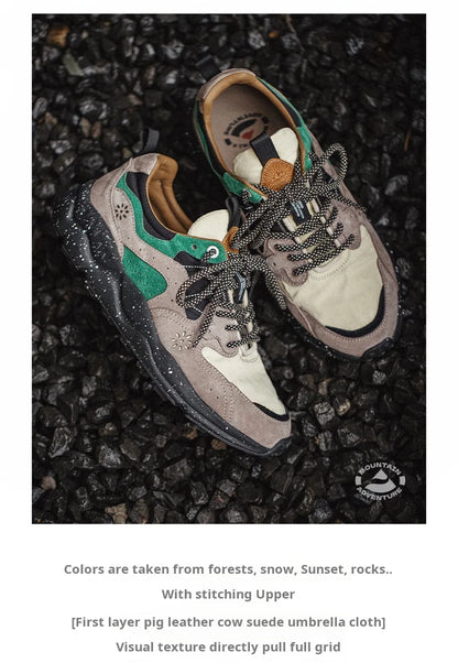 Maden Patchwork Outdoor Jogging Sports Shoes Breathable Lace-Up Trendy Sneakers for Men's Summer Casual Running Thick Sole Shoes