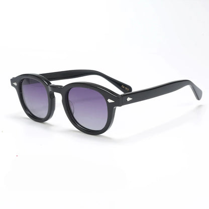 Ochelari de soare polarizați pentru bărbați și femei, stil Johnny Depp Lemtosh, ochelari de soare retro cu ramă rotundă din acetat și lentile UV400, Oculos
