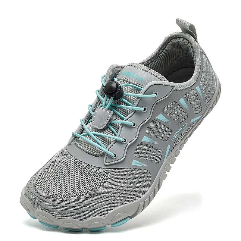 HOBIBEAR Wide Toe Barefoot Sneakers, Unisex Non-Slip Outdoor Athletic Shoes with Elastic Band, Beach Sneakers