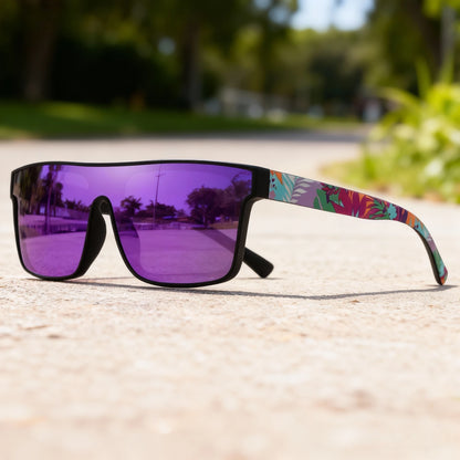 Ochelari de soare sport clasici, pătrați și la modă – brațe cu model, unisex, pentru ciclism, drumeții, călătorii – cadoul perfect