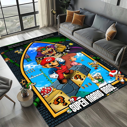 Covor cu motiv retro Mario, covor pentru sufragerie, dormitor, canapea, preș de intrare, decor, covoraș de joacă pentru copii