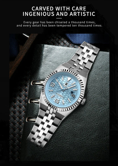 Corgeut 40mm Luxury NH35 Movt Man Sport Clock Automatic Relogio Masculino Mechanical Wristwatch Sapphire Ice Blue Men's Watch