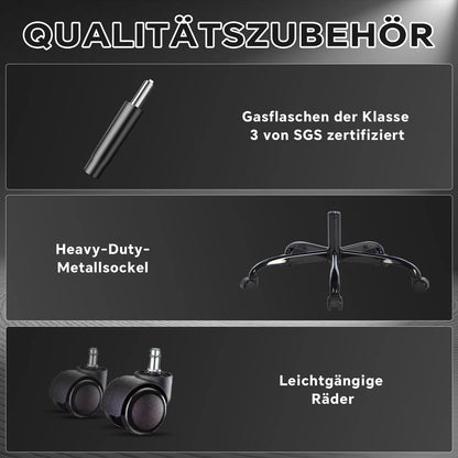 Gaming-Stuhl mit Fußstütze, ergonomischer Gamer-Stuhl mit Lendenkissen und Kopfstütze, höhenverstellbarer Computerstuhl