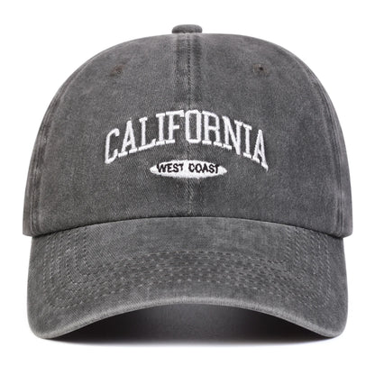 Unisex CALIFORNIA Letter Embroidery Wash Baseball Caps Spring and Autumn Outdoor Adjustable Casual Hats Sunscreen Hat