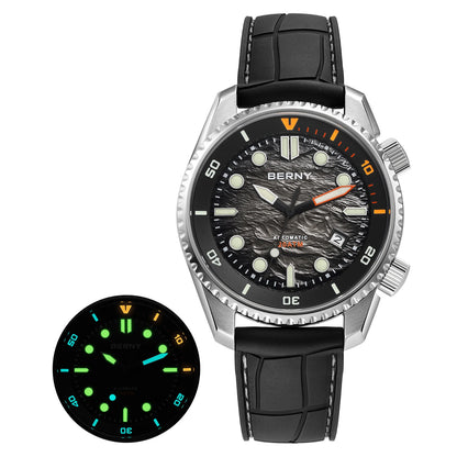 BERNY 20ATM Automatic Men's Watch Diver Sports Diving Watches Luxury Sapphire 316L Stainless Steel Mechanical Waterproof Watches