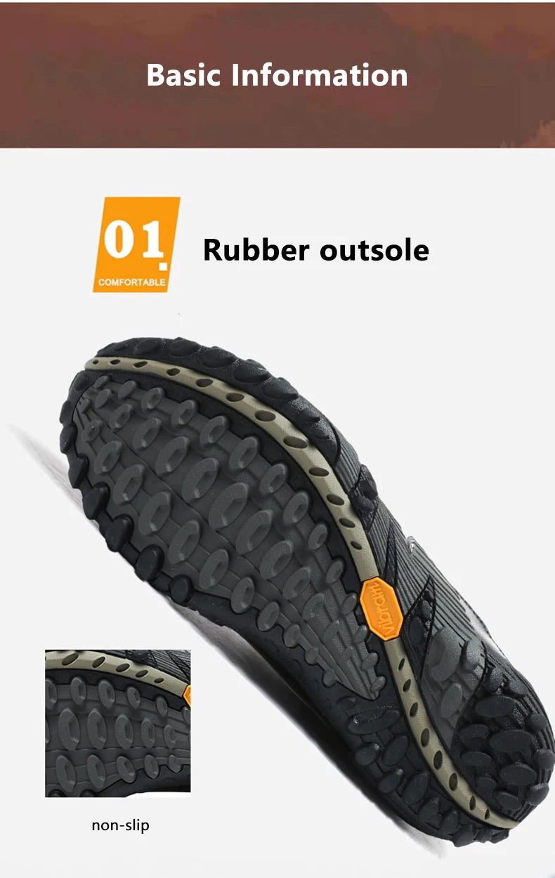 Mountaineering Shoes Men's Genuine Leather Outdoor Sports Anti-Slip Mountaineering Hiking Shoes Breathable Tourism Shoes