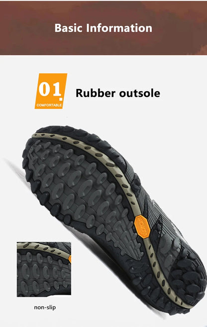 Mountaineering Shoes Men's Genuine Leather Outdoor Sports Anti-Slip Mountaineering Hiking Shoes Breathable Tourism Shoes
