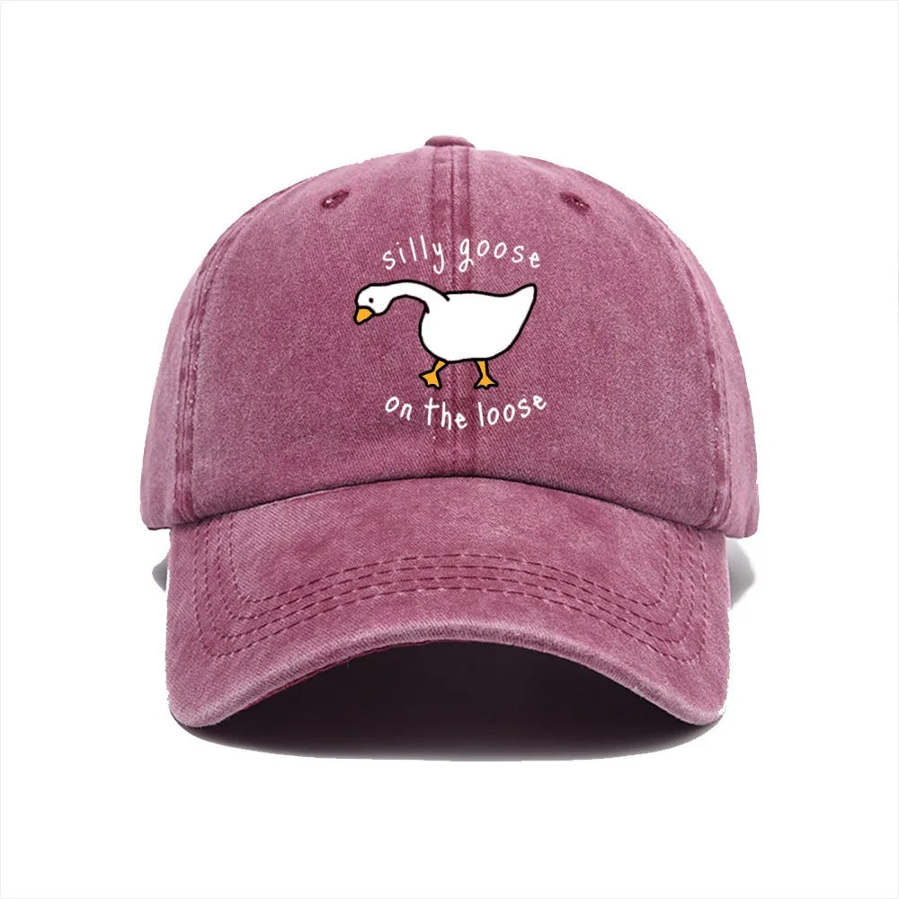 Big Goose Printed Baseball Hat for Men and Women, Small Fresh Soft Top Duck Tongue Hat, Sunshade Hat, Outdoor Sunscreen