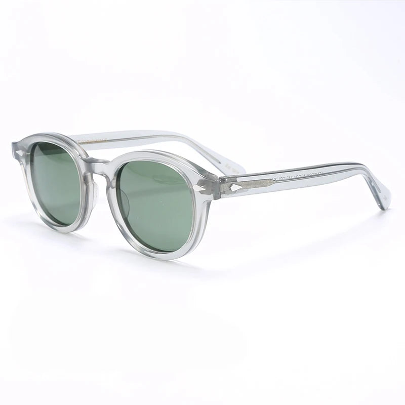 Ochelari de soare polarizați pentru bărbați și femei, stil Johnny Depp Lemtosh, ochelari de soare retro cu ramă rotundă din acetat și lentile UV400, Oculos
