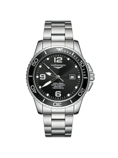 Men's Luxury Diving Quartz Watch, Classic Style, Waterproof, Luminous Calendar, Stainless Steel Strap, Business Casual Style, Men's Watch, High-Quality Gift, Gift for Men