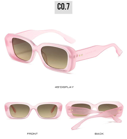 Ochelari de soare retro pătrați SHAUNA pentru femei, cu nituri, nuanțe degradate, protecție UV400, pentru bărbați, verzi și roz