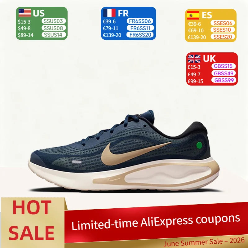 Nike Journey Run: Bequeme, vielseitige, atmungsaktive und leichte Low-Top-Freizeit-Laufschuhe für Herren – Blau FN0228-403