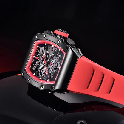 Pagani Design Men's Quartz Watches Japan Movt Skeleton Dial Waterproof Sport Rectangle Sapphire Glass Chronograph Watch For Men