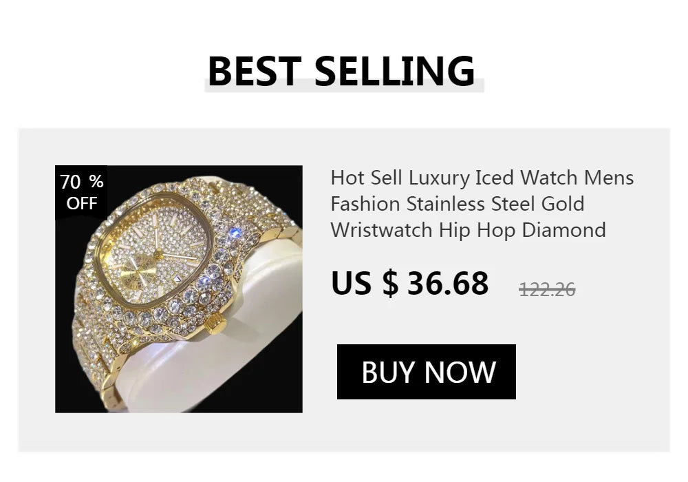 Hot UNIGUET Men's Square Watch Luxury Hip Hop Diamond Jewelry Waterproof Stainless Steel Quartz Wristwatch Fashion Man Accessory