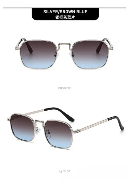 Ochelari de soare metalici, pătrați și ovali, la modă, retro, pentru bărbați și femei, personalizați, rezistenți la raze UV, ochelari de vedere de lux, design UV400