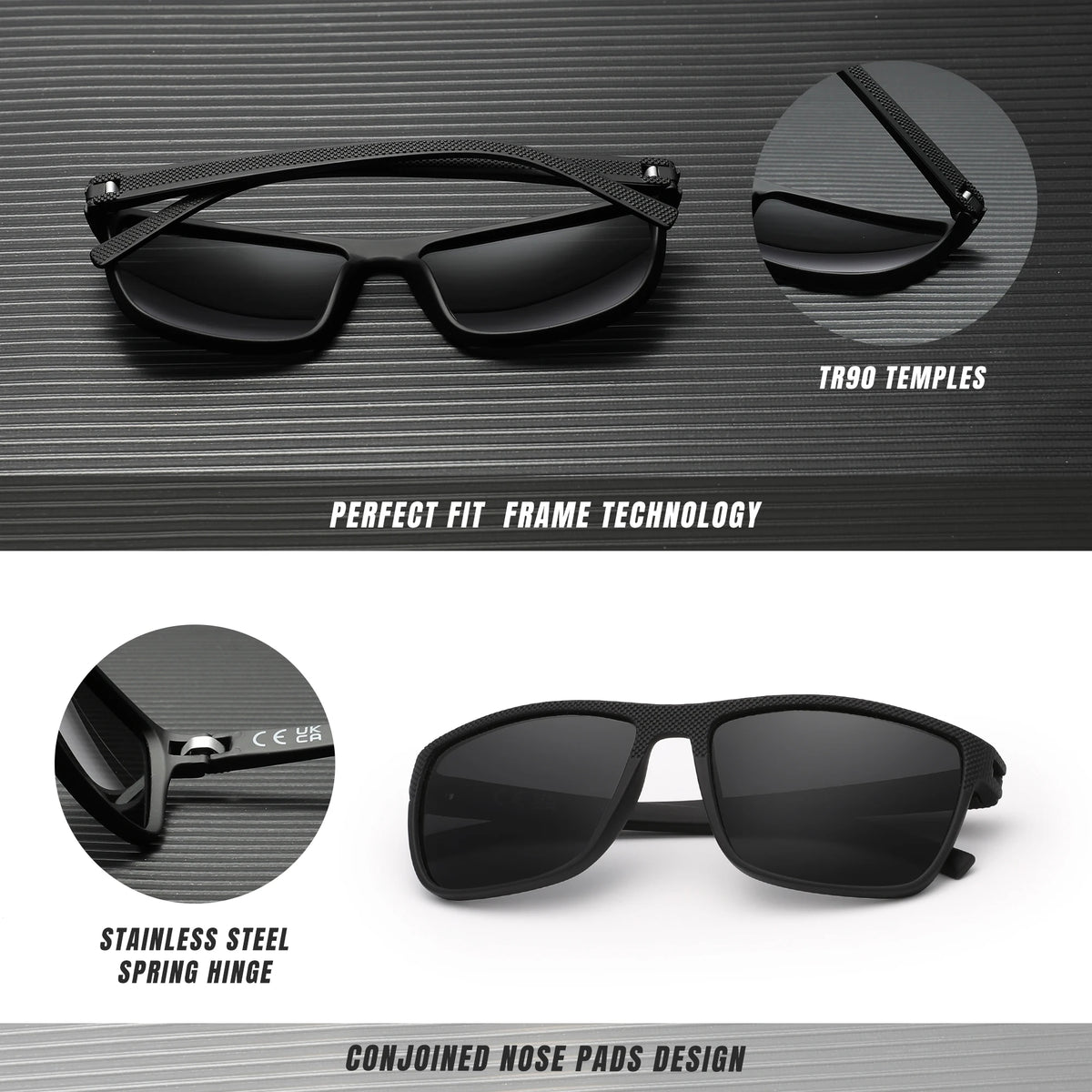 Ochelari de soare polarizați KINGSEVEN pentru bărbați, cu protecție UV400, ochelari dreptunghiulari, ochelari pentru pescuit, conducere și vacanță