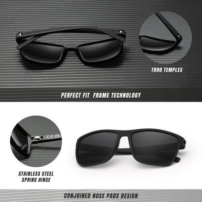 Ochelari de soare polarizați KINGSEVEN pentru bărbați, cu protecție UV400, ochelari dreptunghiulari, ochelari pentru pescuit, conducere și vacanță