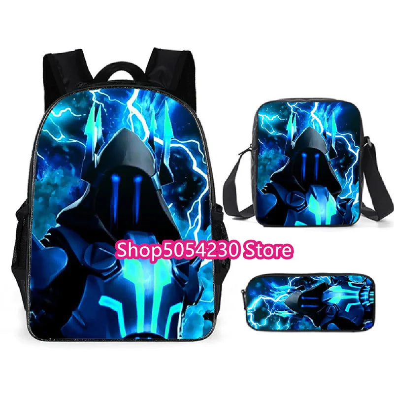Fortnited 3PCS Backpack for Boys Victory Game 16 Inch Water Resistant Preschool Knapsack Cool Elementary School Backpacks