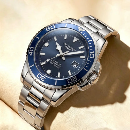 Men's Luxury Diving Quartz Watch, Classic Style, Waterproof, Luminous Calendar, Stainless Steel Strap, Business Casual Style, Men's Watch, High-Quality Gift, Gift for Men