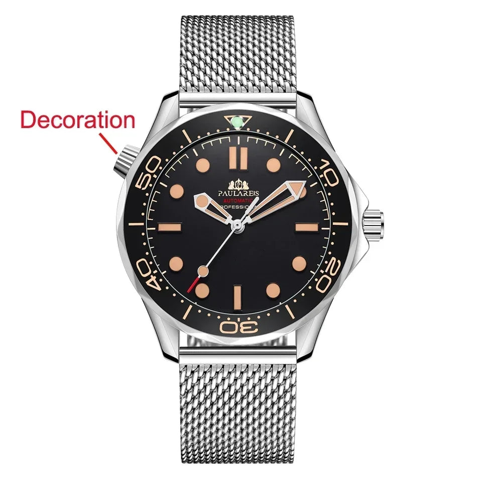 Automatic Watches for Men Mechanical Self Wind Net Stainless Steel Nylon Strap Luxury New Limited Reloj Hombre Baratos