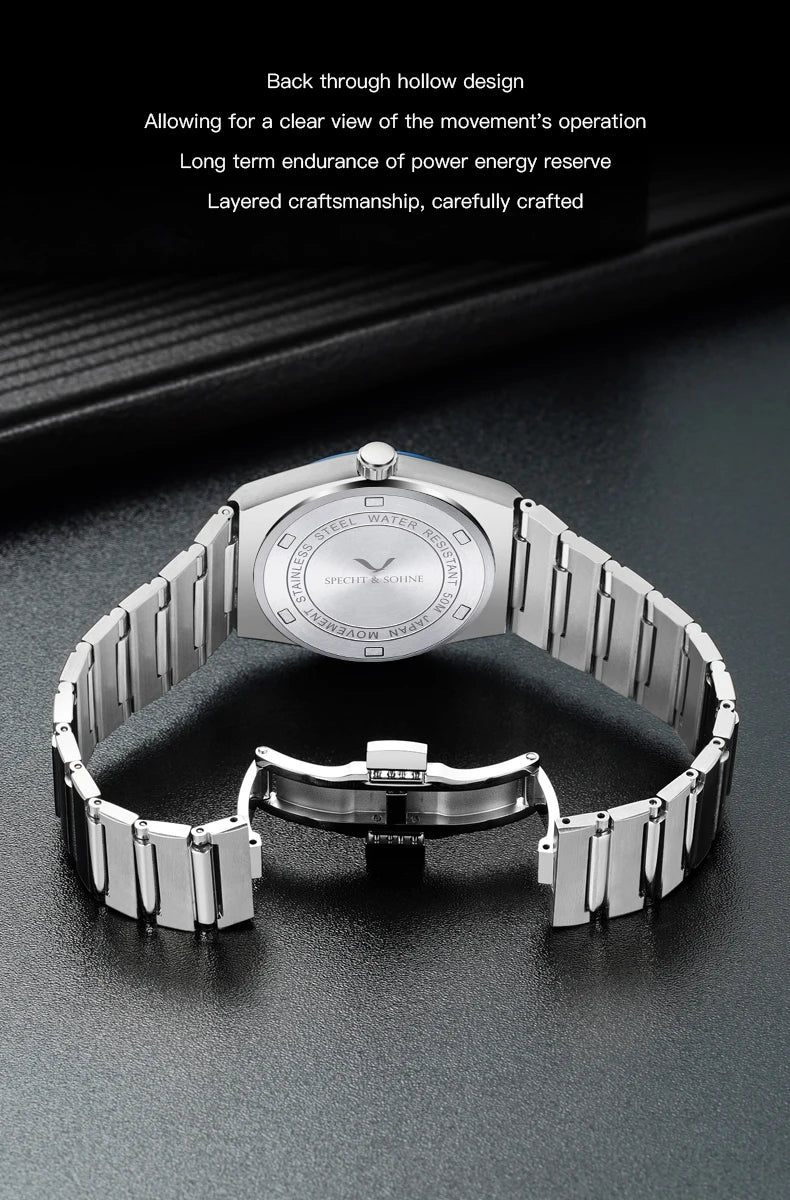 Dropshipping New Fashion Specht & Söhne Luxury Quartz Watch For Men 38MM Stainless Steel Watch Sapphire Crystal 50M Waterproof